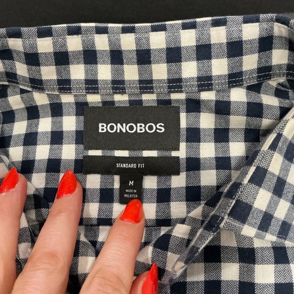 Bonobos Standard Fit Navy and White Gingham Button Down Shirt Men’s Medium - Picture 3 of 6